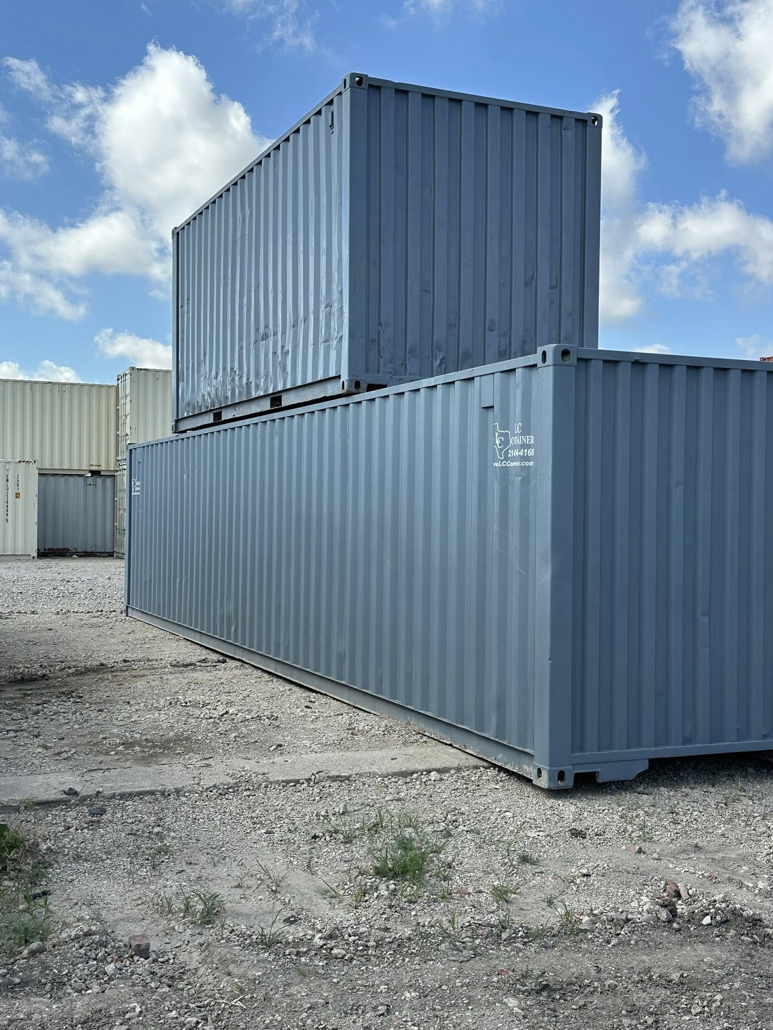 Container doors and locking hardware on a delivery-ready unit